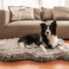 PAW PupRug Faux Fur Orthopedic Dog Bed Curve Charcoal Gray S-M